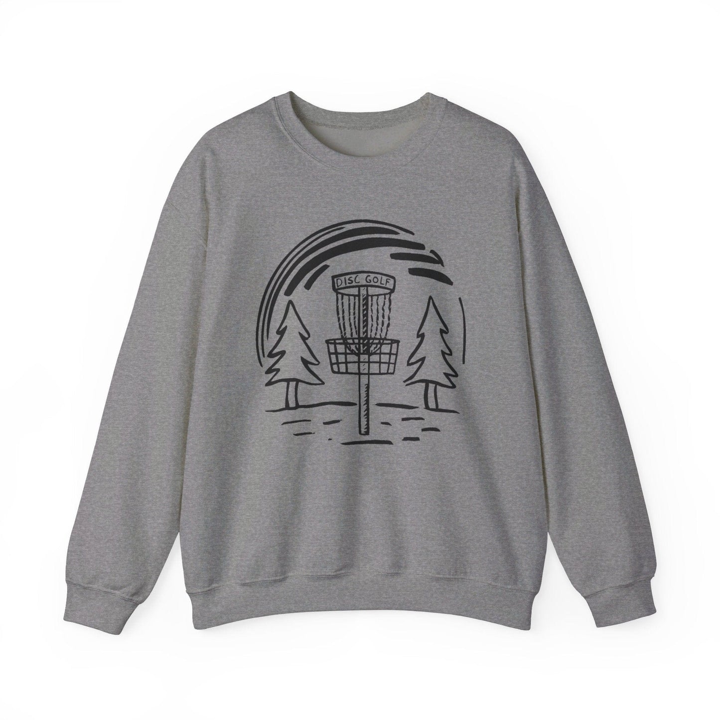 Simple Hand-drawn Disc Golf Basket and Trees - Unisex Heavy Blend™ Crewneck Sweatshirt
