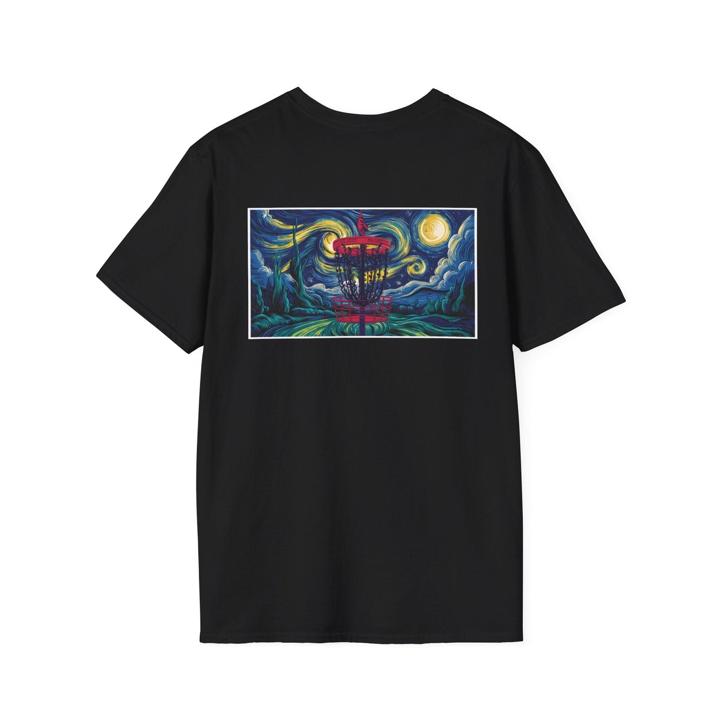 Disc Golf Basket Starry Night (Back Print) T-Shirt