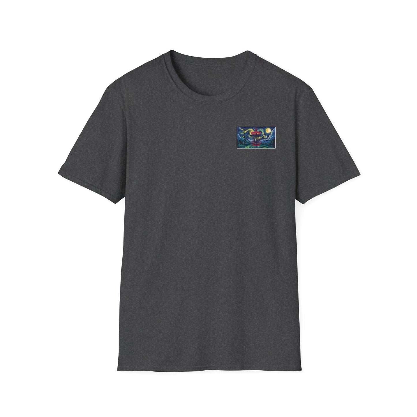 Disc Golf Basket Starry Night (Back Print) T-Shirt