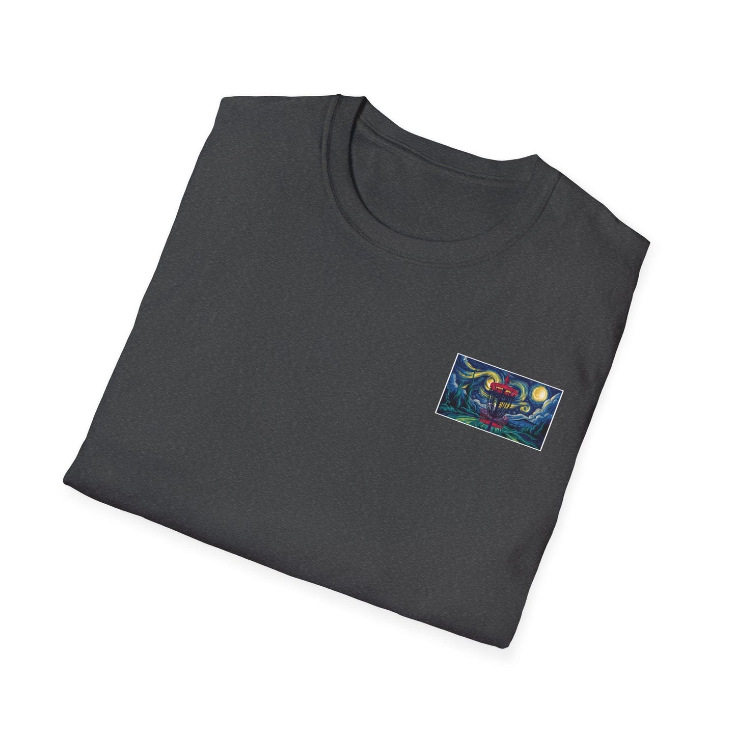 Disc Golf Basket Starry Night (Back Print) T-Shirt