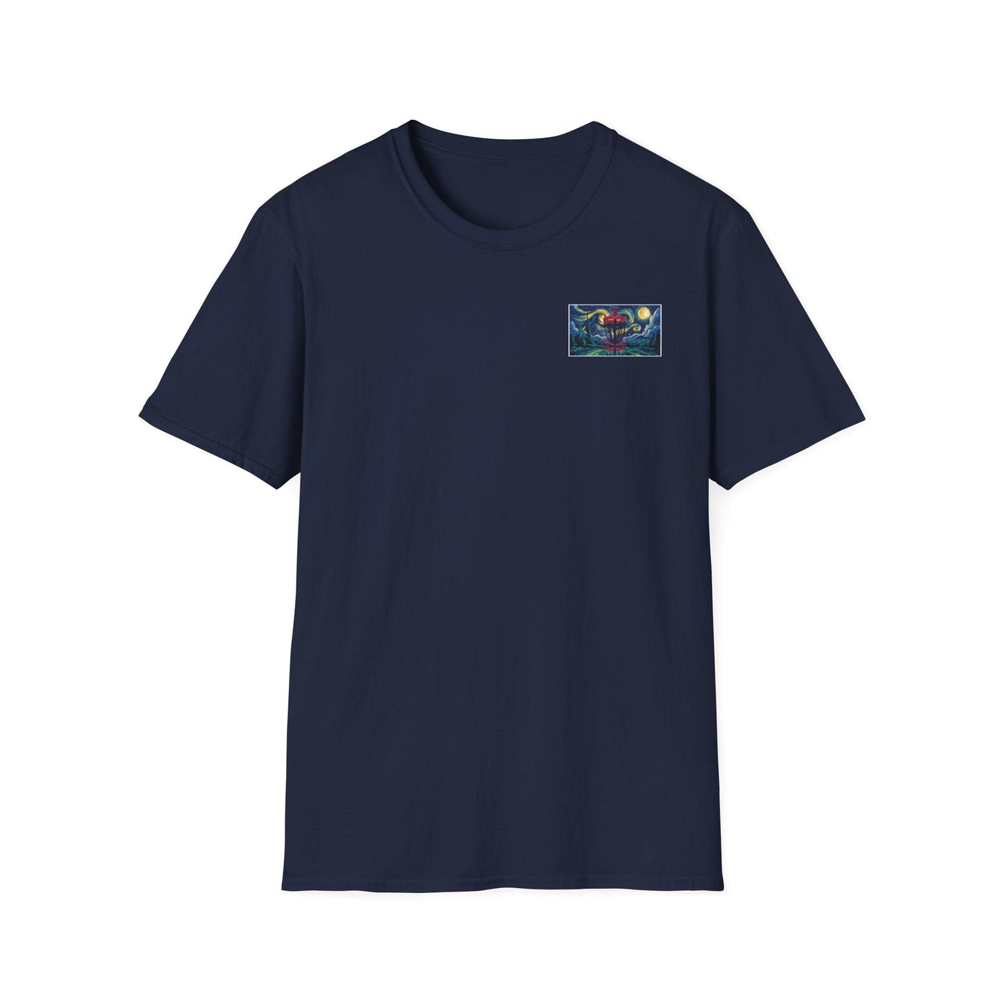 Disc Golf Basket Starry Night (Back Print) T-Shirt