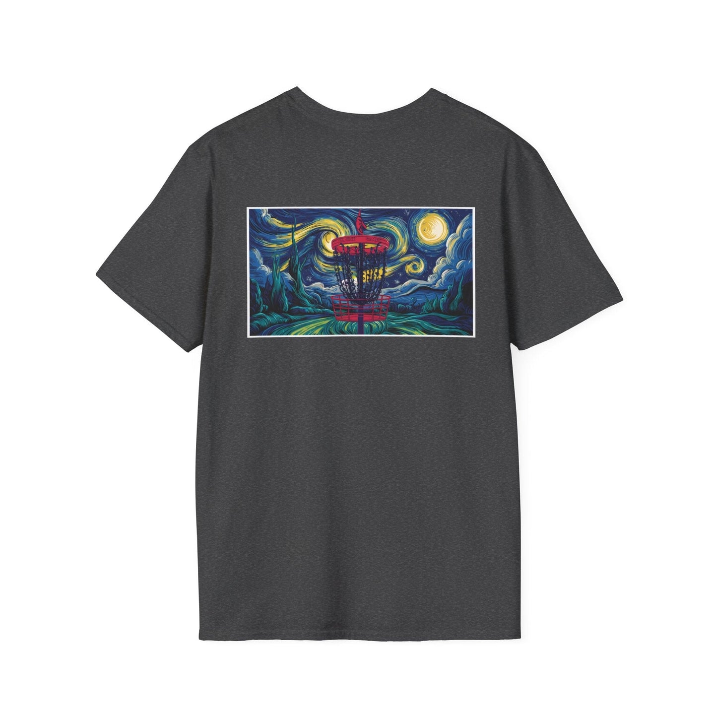Disc Golf Basket Starry Night (Back Print) T-Shirt