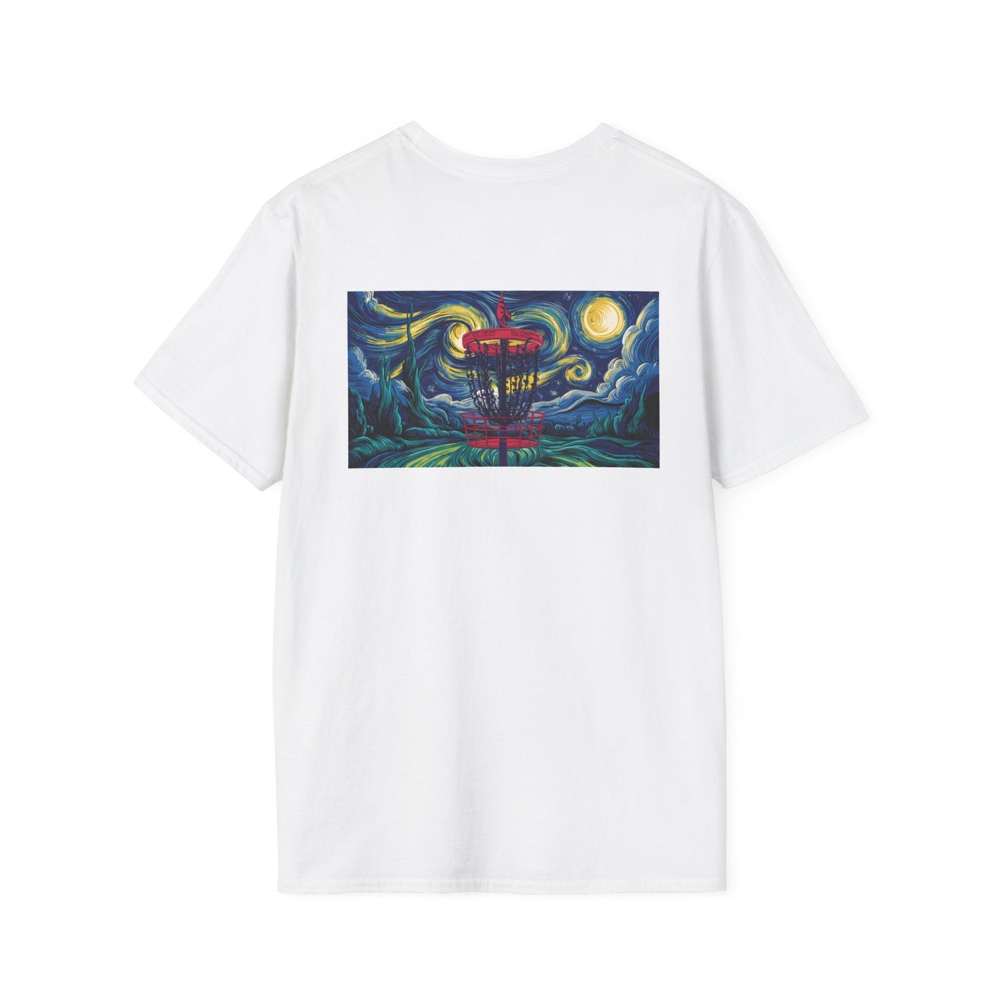 Disc Golf Basket Starry Night (Back Print) T-Shirt