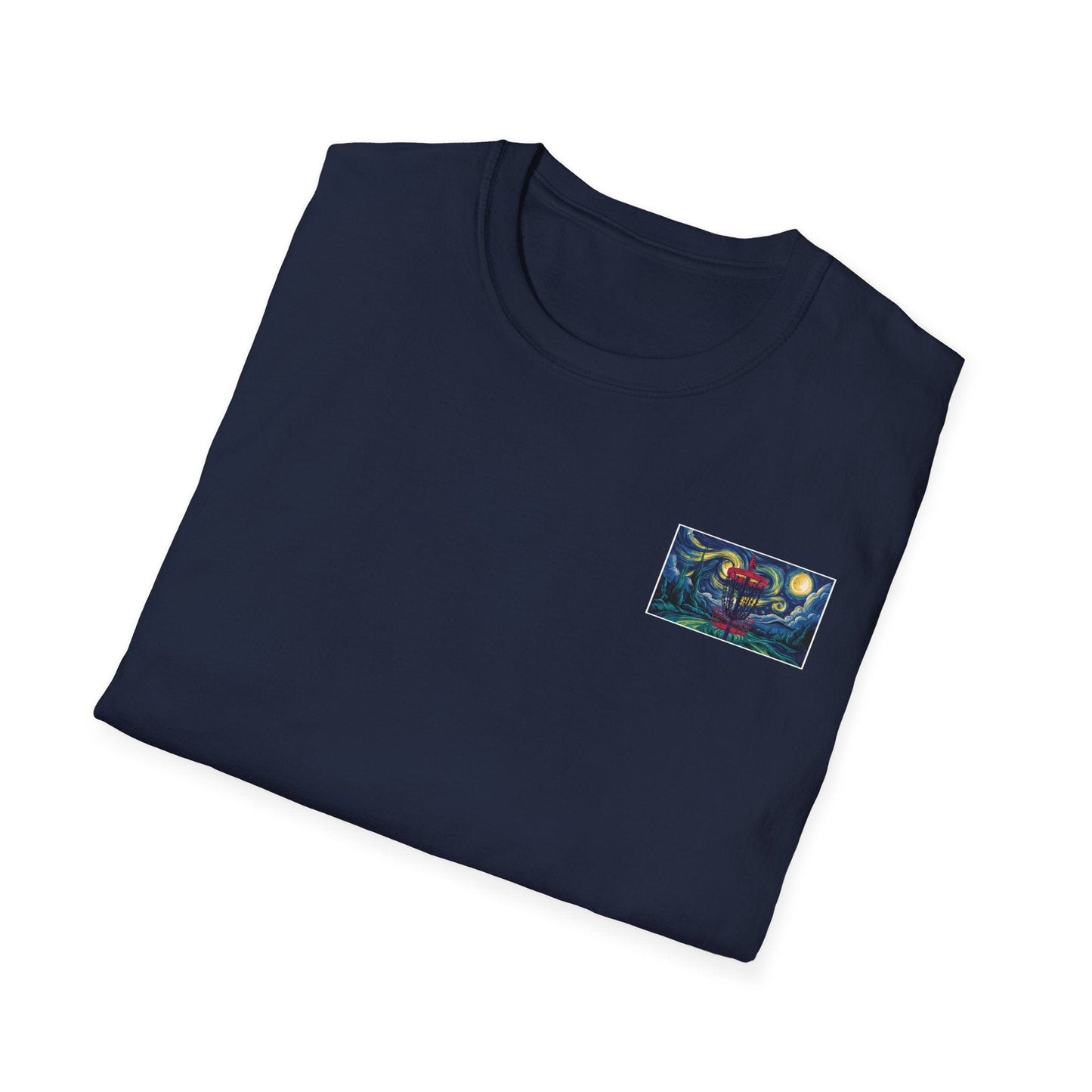 Disc Golf Basket Starry Night (Back Print) T-Shirt