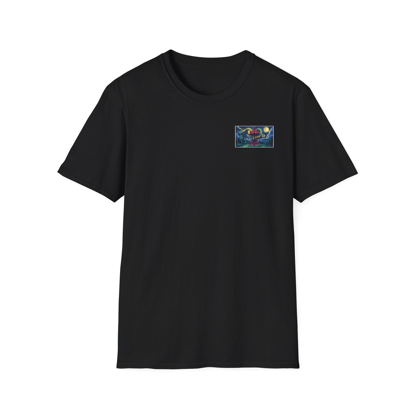 Disc Golf Basket Starry Night (Back Print) T-Shirt
