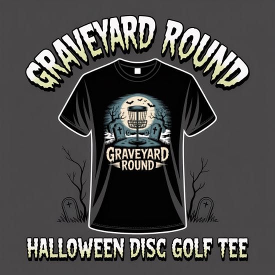 Graveyard Round Halloween Disc Golf T-Shirt