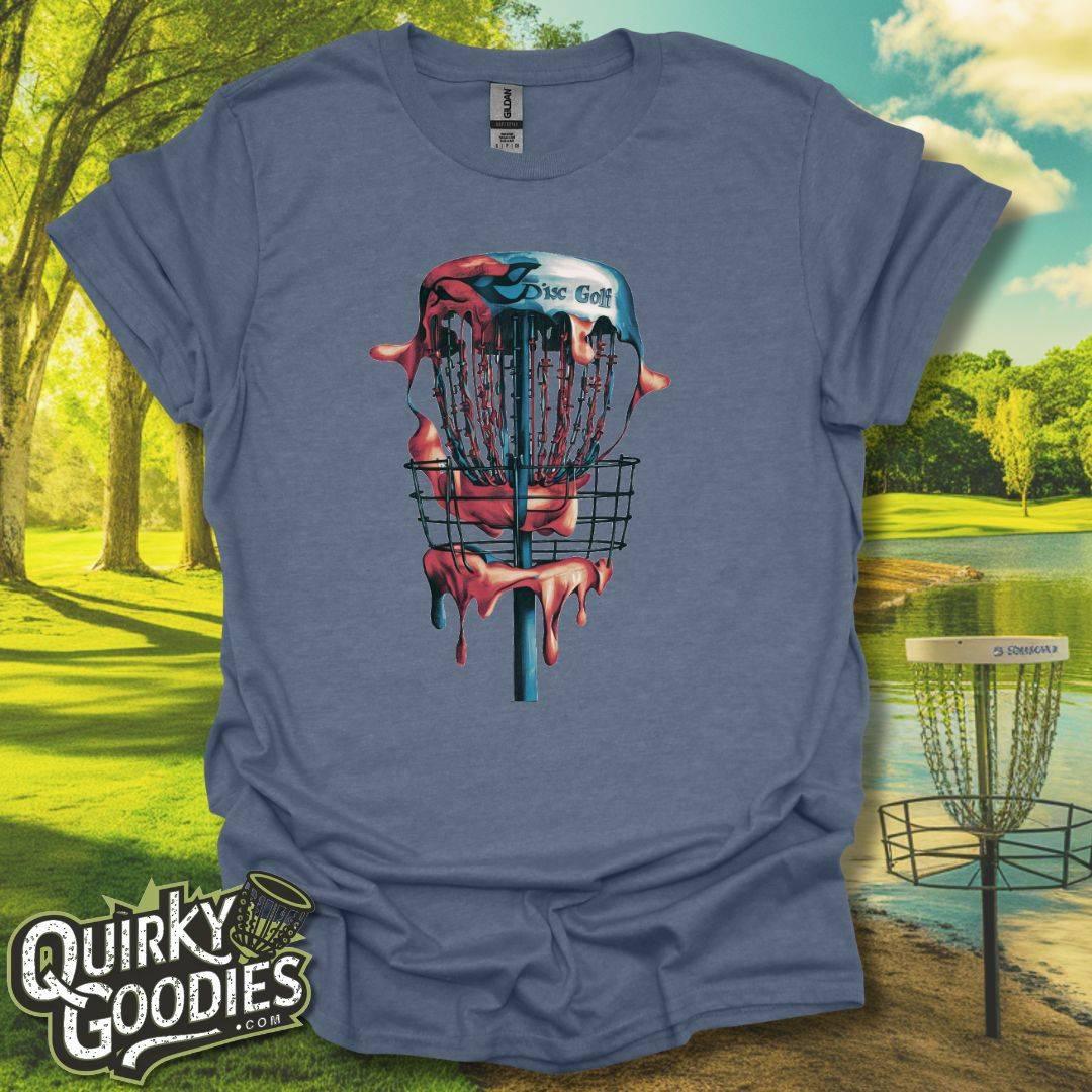 Dali Inspired Disc Golf T-Shirt Heather Indigo