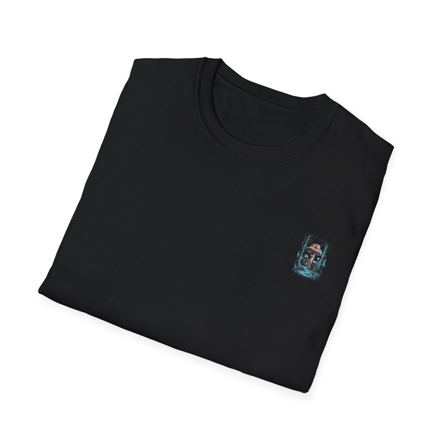 Disc Golf Basket Mushroom Tree (Back Print) T-Shirt
