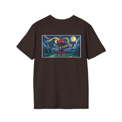 Disc Golf Basket Starry Night (Back Print) T-Shirt