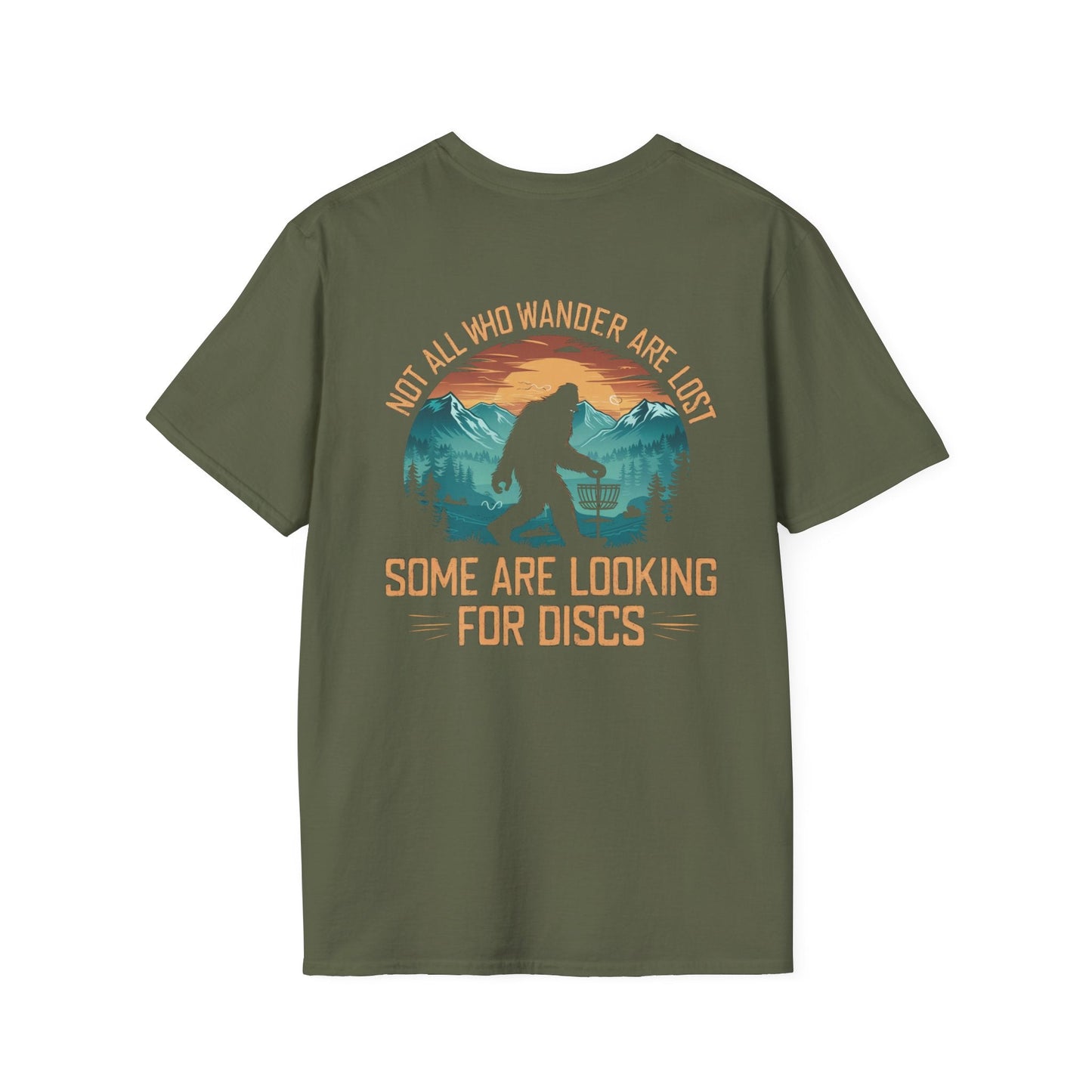 Not All Who Wander Are Lost Bigfoot v2 Disc Golf (Back Print) T-Shirt