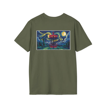 Disc Golf Basket Starry Night (Back Print) T-Shirt