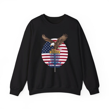 Disc Golf Sweatshirt - American Flag Eagle Disc Golf Basket  - Unisex Heavy Blend™ Crewneck Sweatshirt