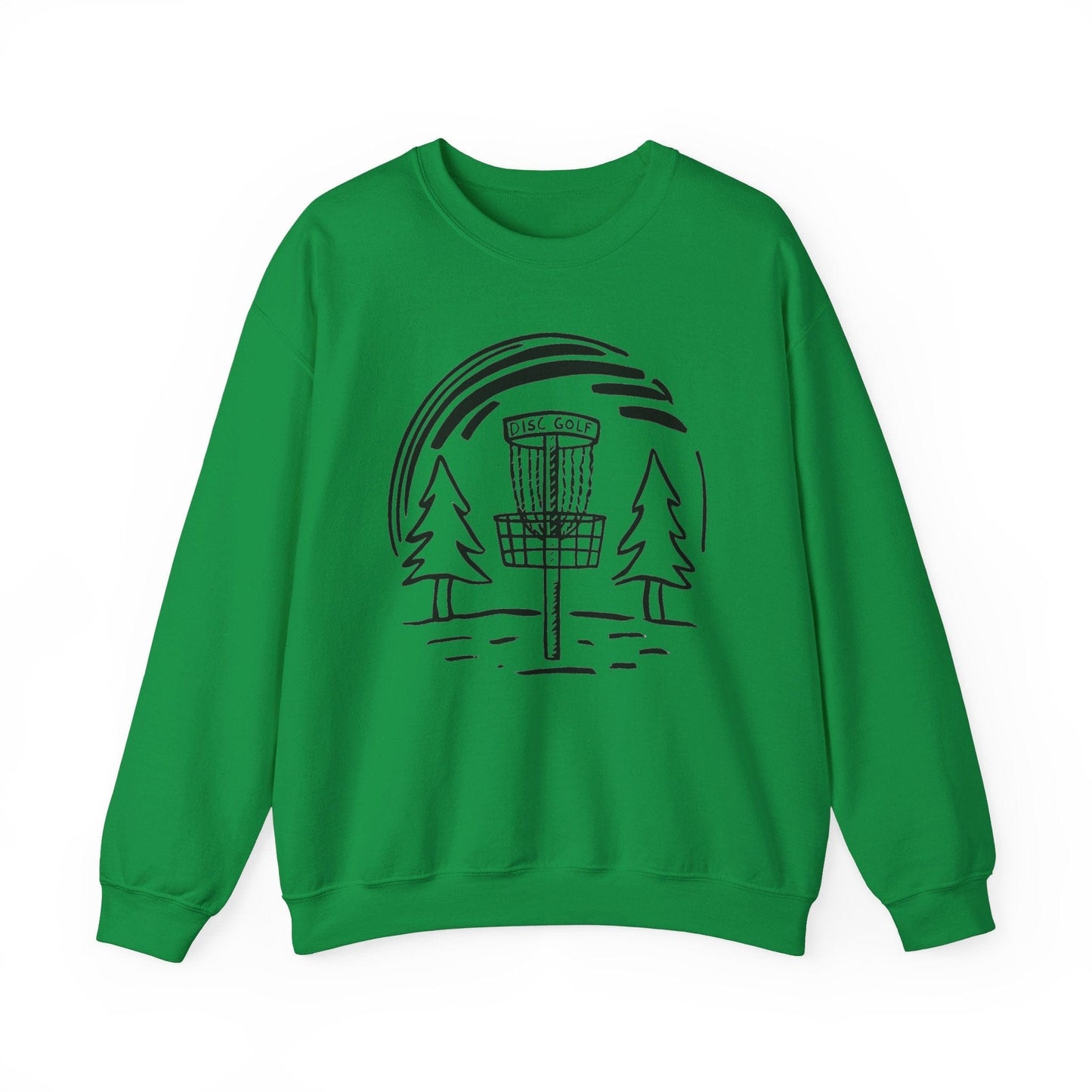 Simple Hand-drawn Disc Golf Basket and Trees - Unisex Heavy Blend™ Crewneck Sweatshirt