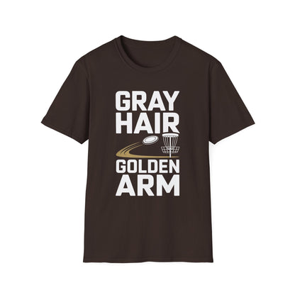 Gray Hair Golden Arm Funny Disc Golf T-Shirt