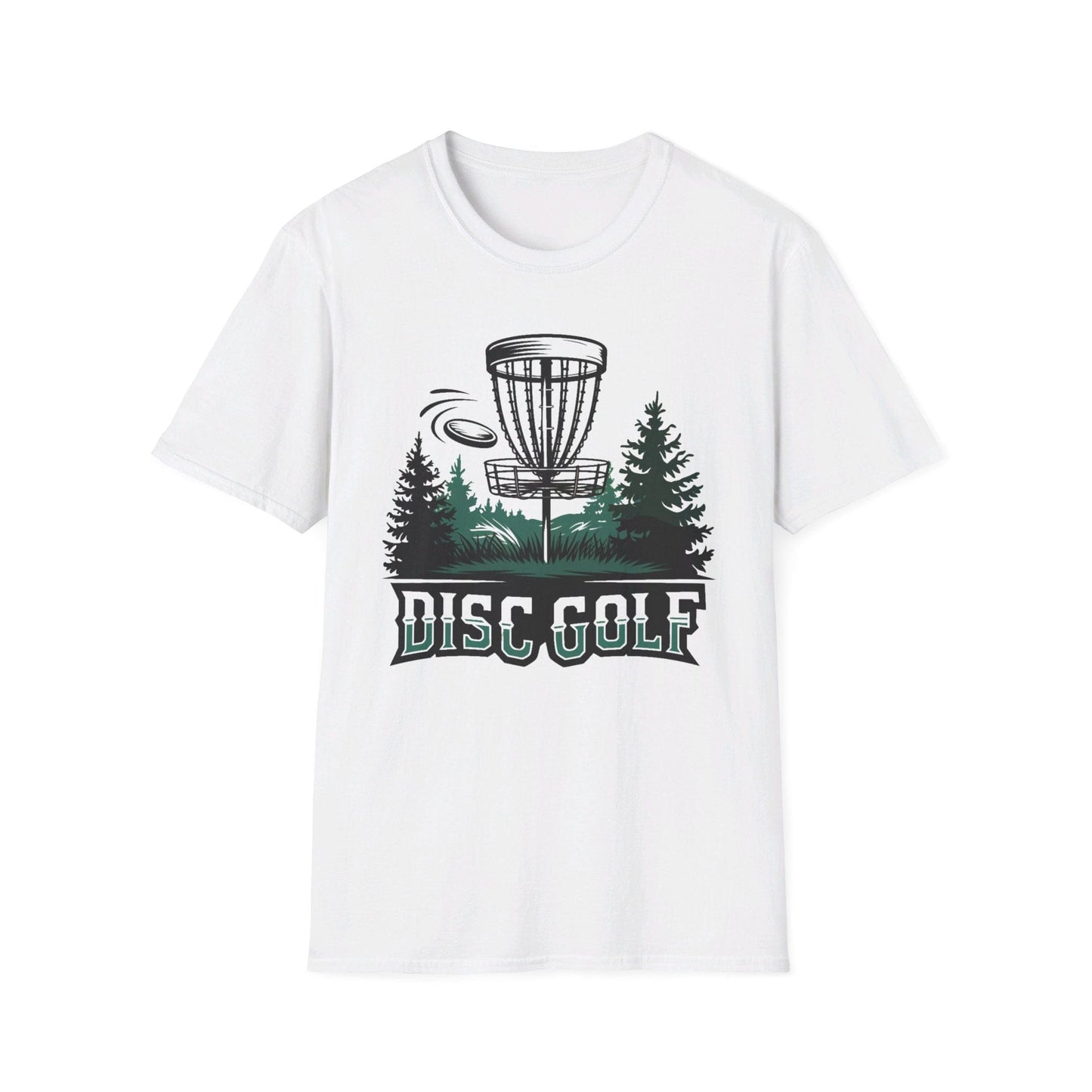 Disc Golf Basket with Trees and Disc T-Shirt