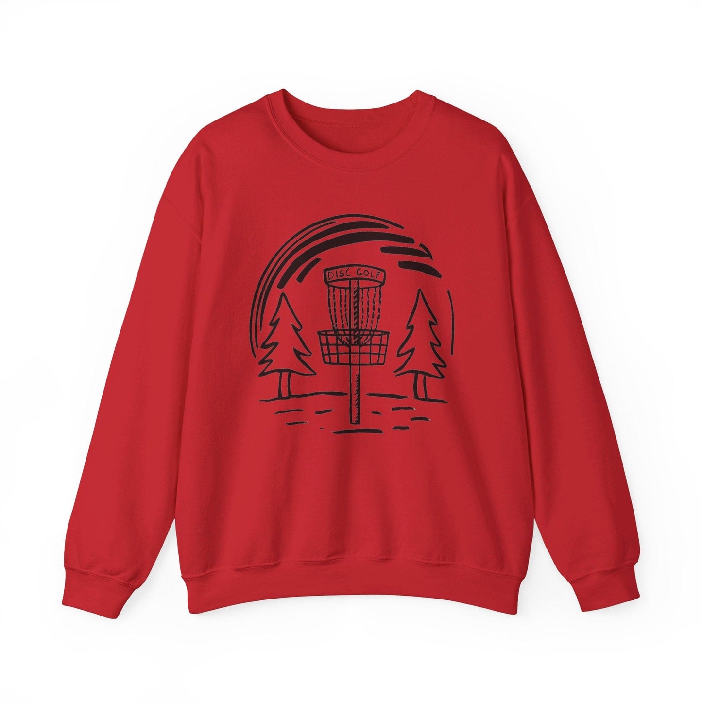 Simple Hand-drawn Disc Golf Basket and Trees - Unisex Heavy Blend™ Crewneck Sweatshirt