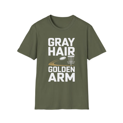 Gray Hair Golden Arm Funny Disc Golf T-Shirt