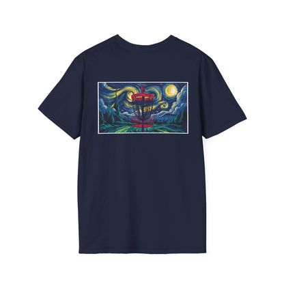 Disc Golf Basket Starry Night (Back Print) T-Shirt