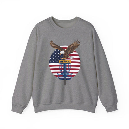 Disc Golf Sweatshirt - American Flag Eagle Disc Golf Basket  - Unisex Heavy Blend™ Crewneck Sweatshirt