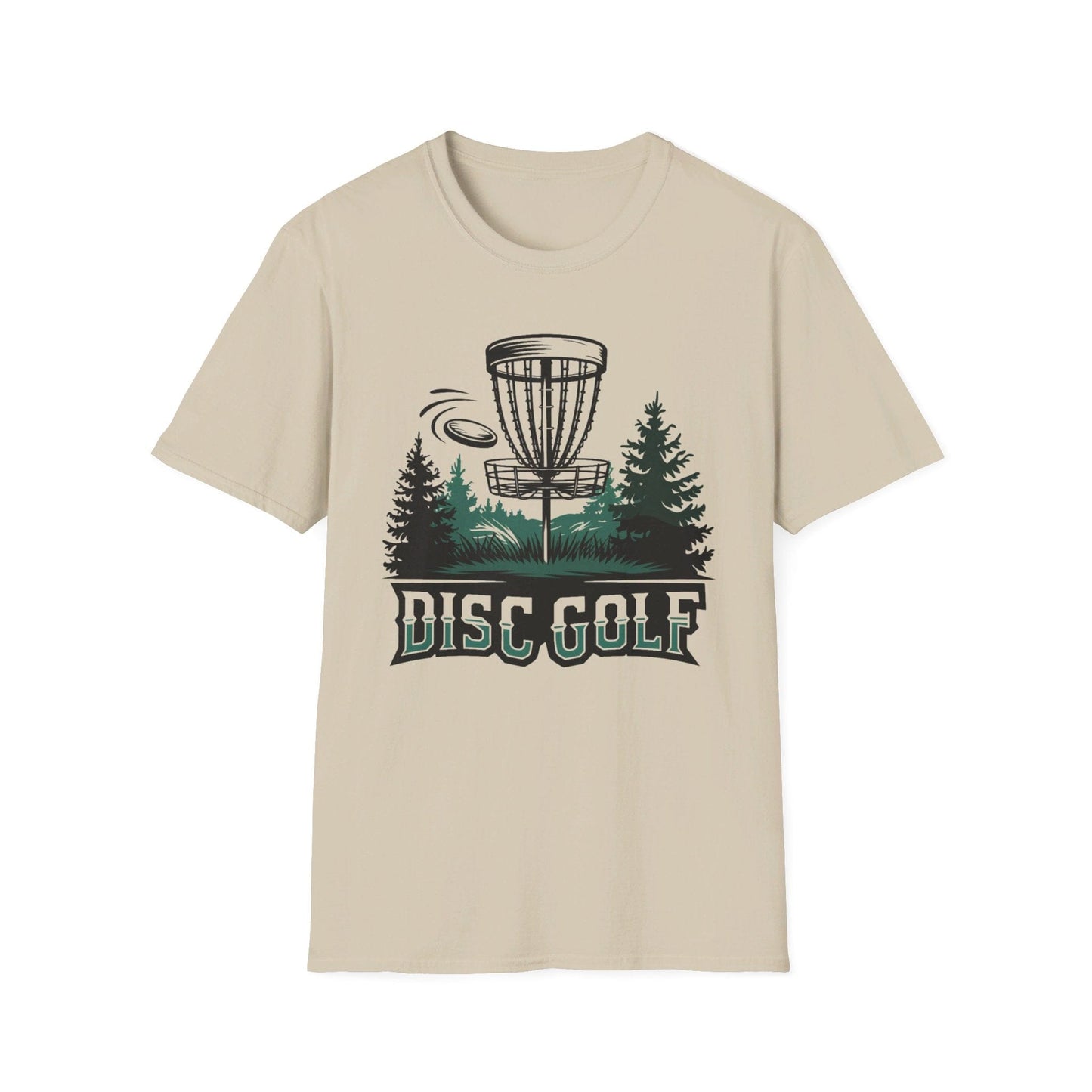 Disc Golf Basket with Trees and Disc T-Shirt