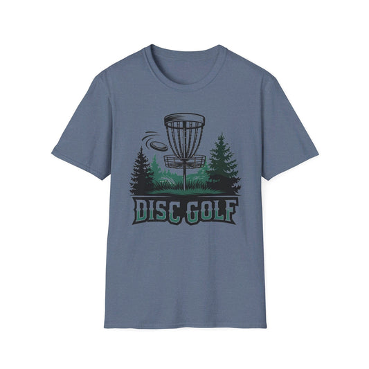 Disc Golf Basket with Trees and Disc T-Shirt