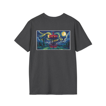 Disc Golf Basket Starry Night (Back Print) T-Shirt