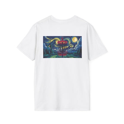 Disc Golf Basket Starry Night (Back Print) T-Shirt