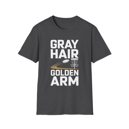 Gray Hair Golden Arm Funny Disc Golf T-Shirt