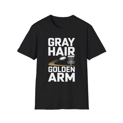 Gray Hair Golden Arm Funny Disc Golf T-Shirt