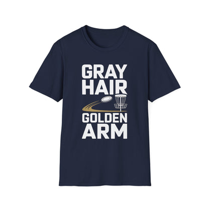 Gray Hair Golden Arm Funny Disc Golf T-Shirt