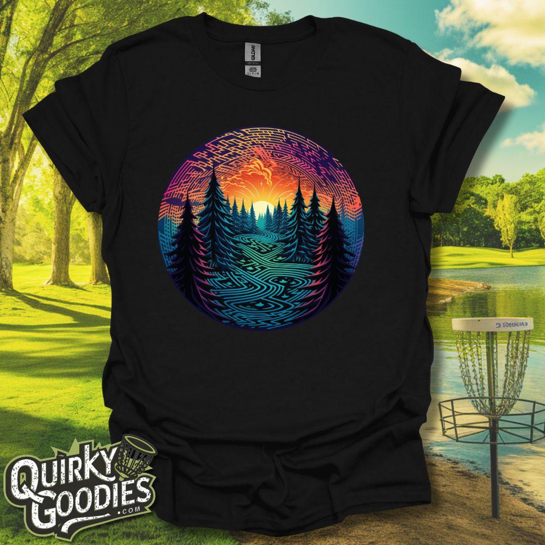 Colorful Trees Pattern T-Shirt Black