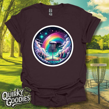 Disc Golf Basket Galaxy Rainbow T-Shirt