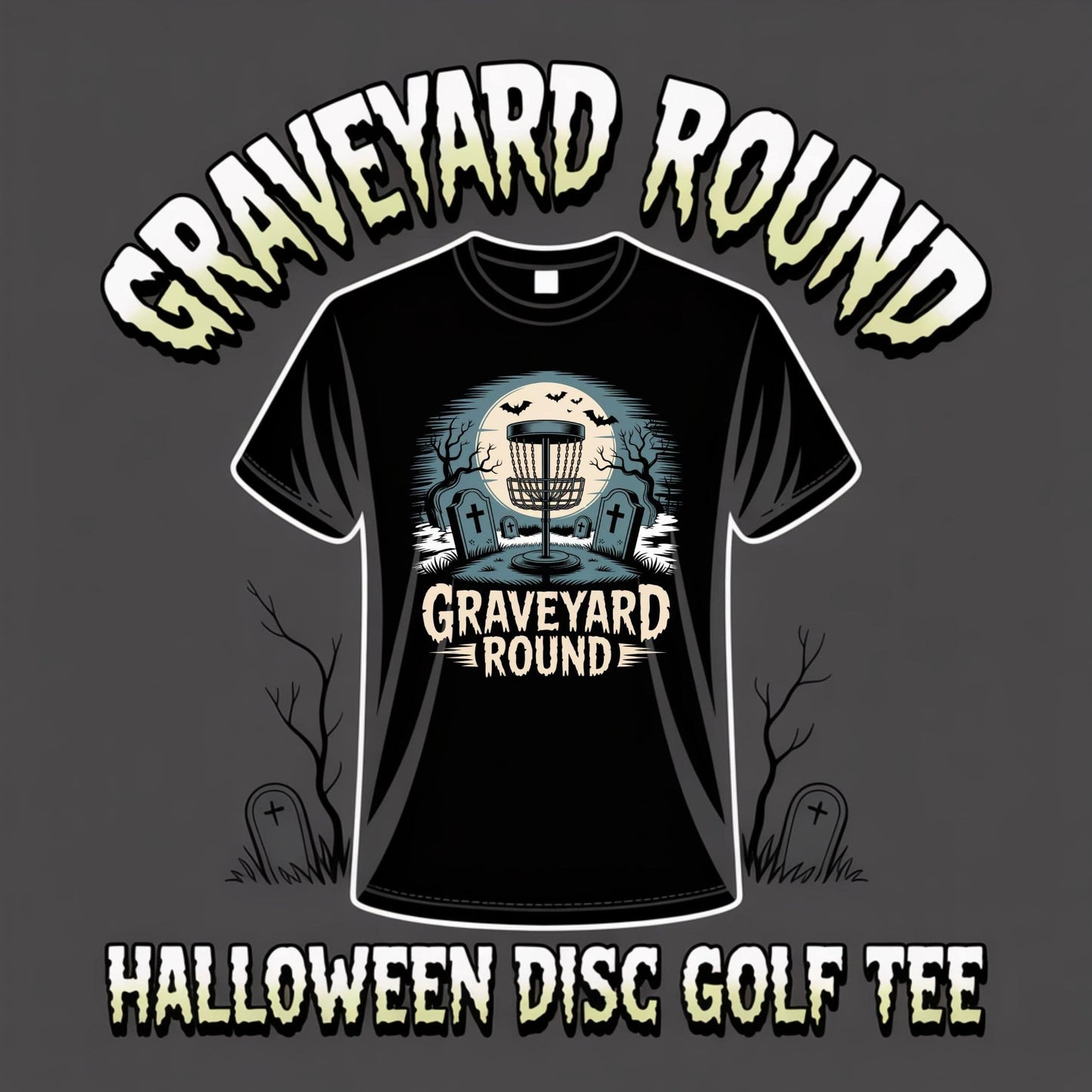 Graveyard Round Halloween Disc Golf T-Shirt