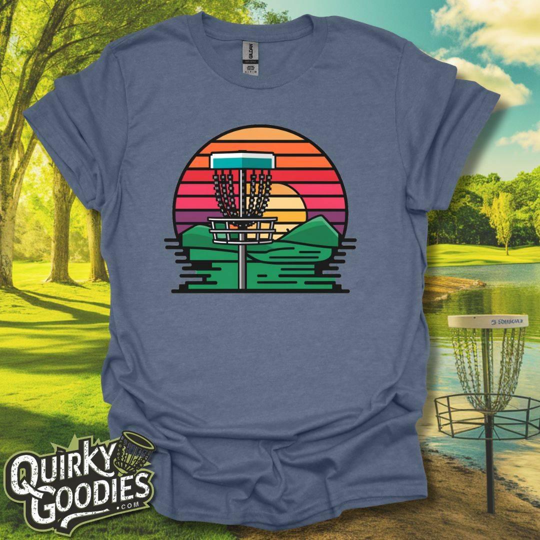 Retro 8 bit Sunset Basket - T-Shirt