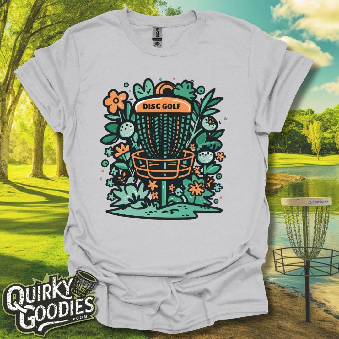 Disc Golf Basket Flowers T-Shirt