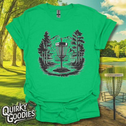 Disc Golf Mountain Lake Sketch T-Shirt