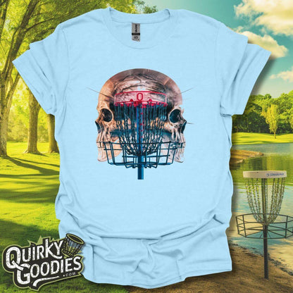 Disc Golf Double Exposure Skull Basket v1 T-Shirt