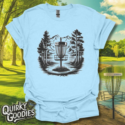 Disc Golf Mountain Lake Sketch T-Shirt