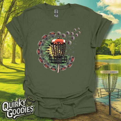 Dandelion Disc Golf Baskets T-Shirt Military Green