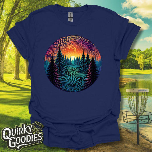 Colorful Trees Pattern T-Shirt navy