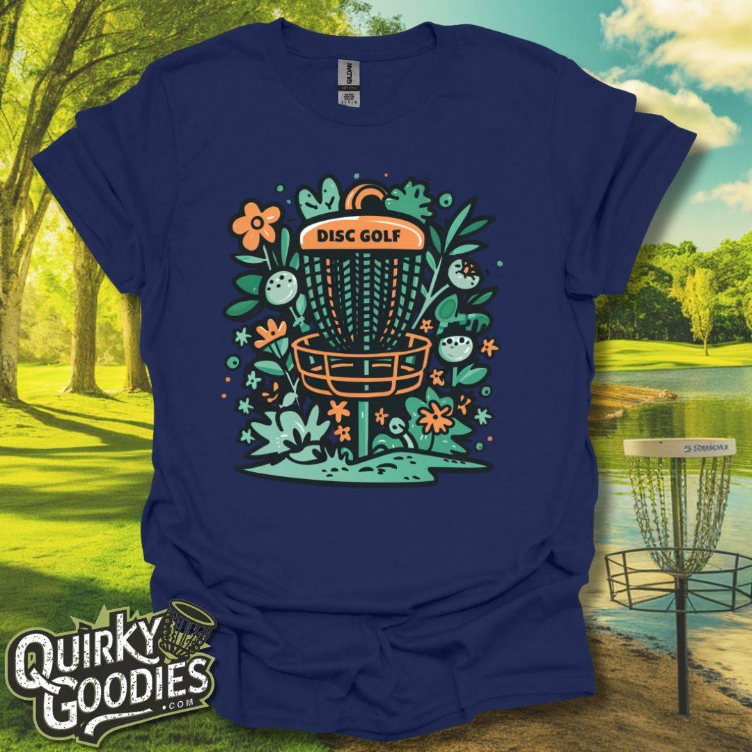 Disc Golf Basket Flowers T-Shirt