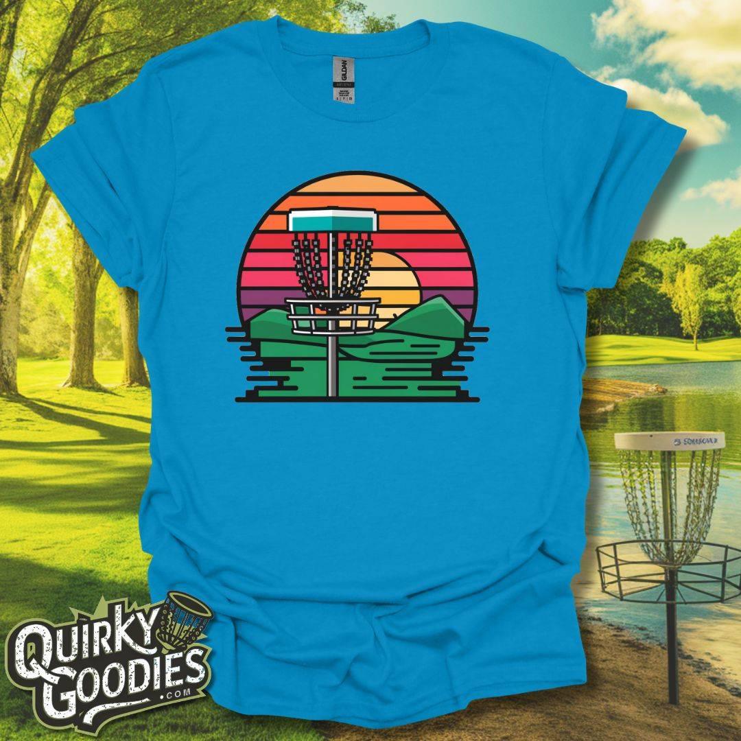 Retro 8 bit Sunset Basket - T-Shirt