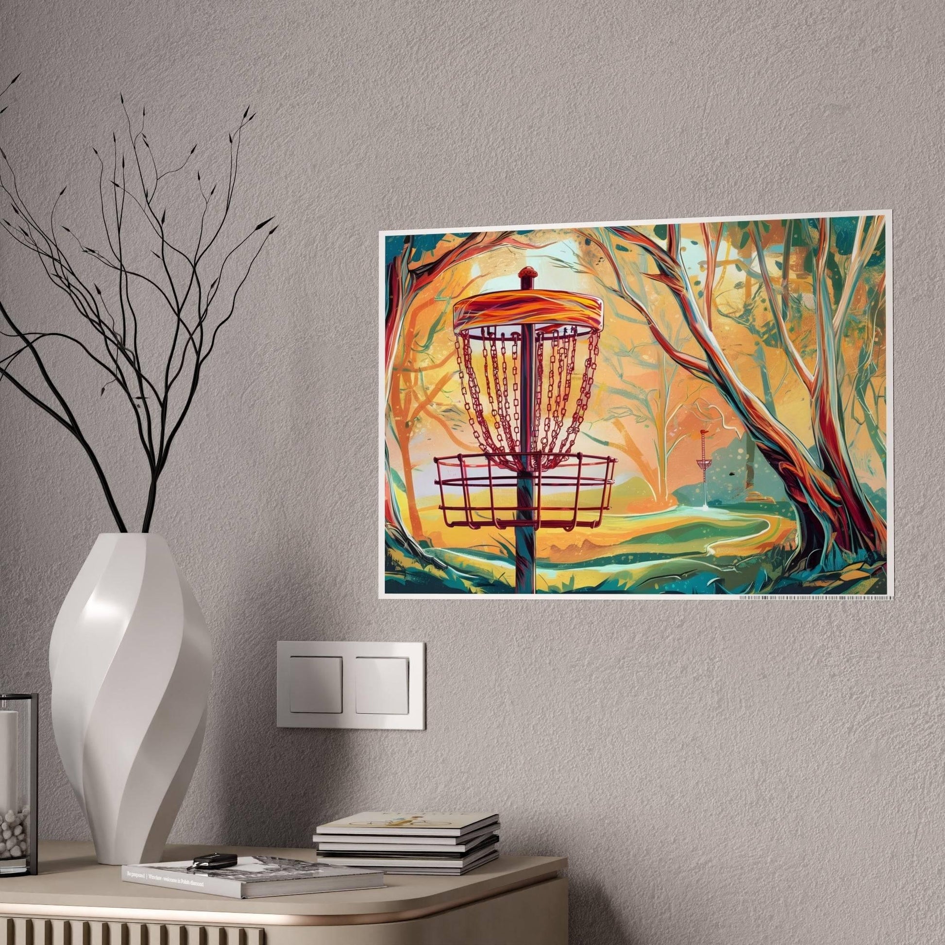 Abstract Disc Golf Pink Trees Poster - Gloss Posters - Quirky Goodies