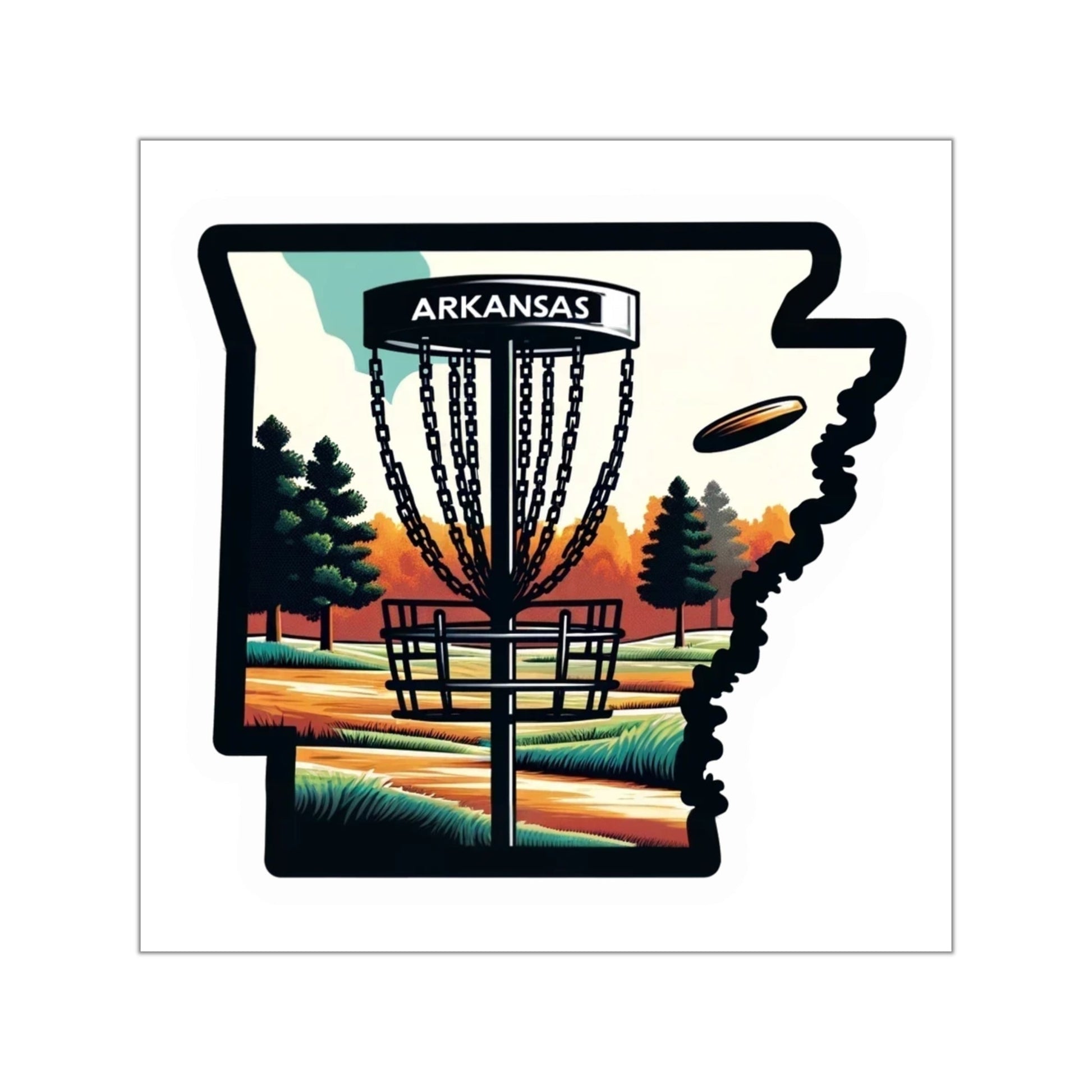 Arkansas Disc Golf Sticker - Square Vinyl Stickers - Quirky Goodies