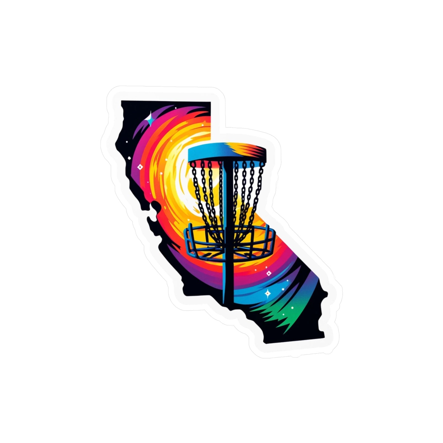 California Disc Golf Basket Graphic Sticker - Kiss-Cut Vinyl Decals - Quirky Goodies