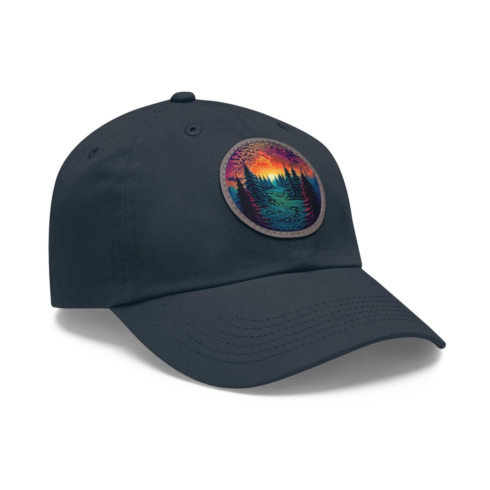 Colorful trees - Dad Hat with Leather Patch (Round) - Quirky Goodies