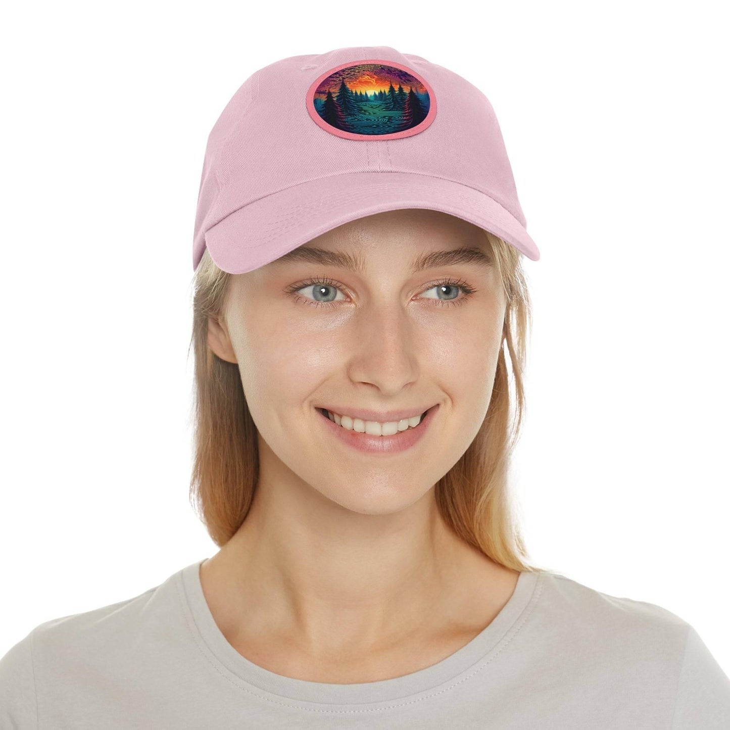 Colorful trees - Dad Hat with Leather Patch (Round) - Quirky Goodies