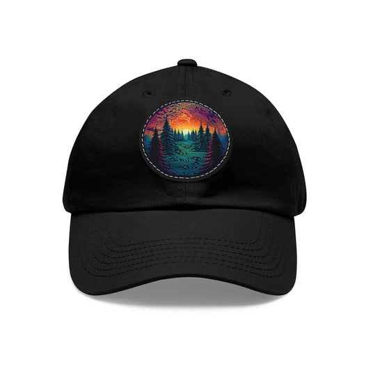 Colorful trees - Dad Hat with Leather Patch (Round) - Quirky Goodies