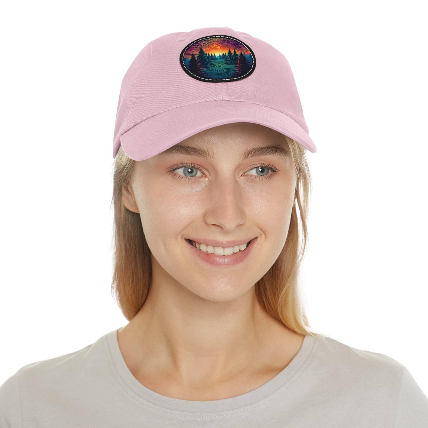 Colorful trees - Dad Hat with Leather Patch (Round) - Quirky Goodies