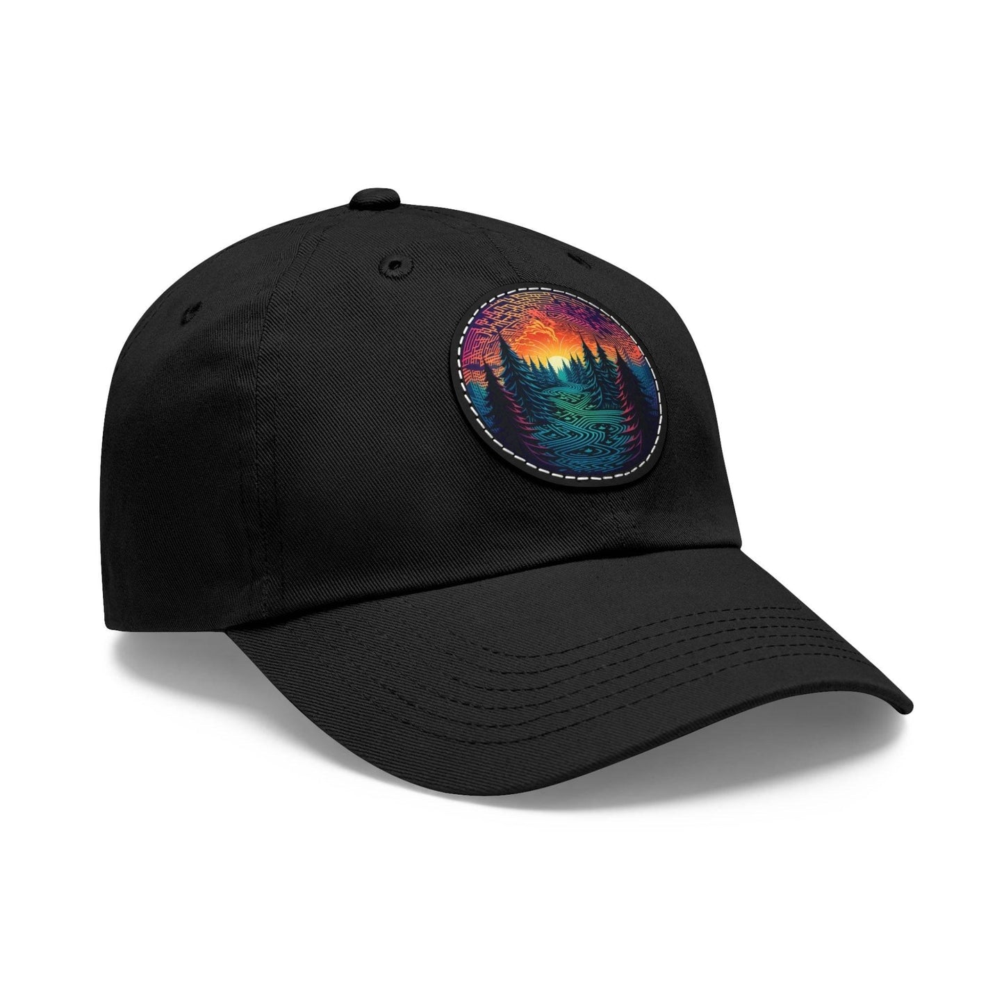 Colorful trees - Dad Hat with Leather Patch (Round) - Quirky Goodies